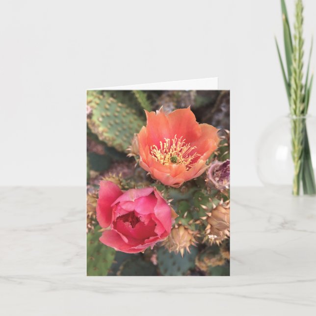 Cactus Flower Blossoms Note Card (Front)