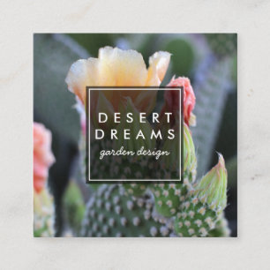 Cactus Flower Desert Garden Photo Travel Tourism Square Business Card