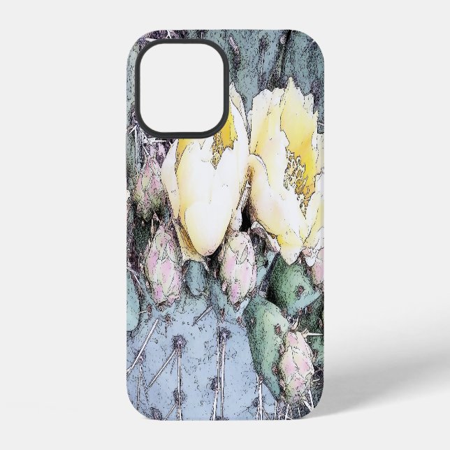 Cactus Flower Digital Ink iPhone Case (Back)