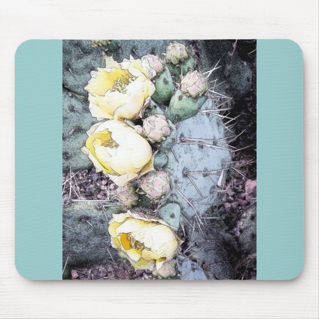 Cactus Flower Digital Ink Mouse Mat (Front)