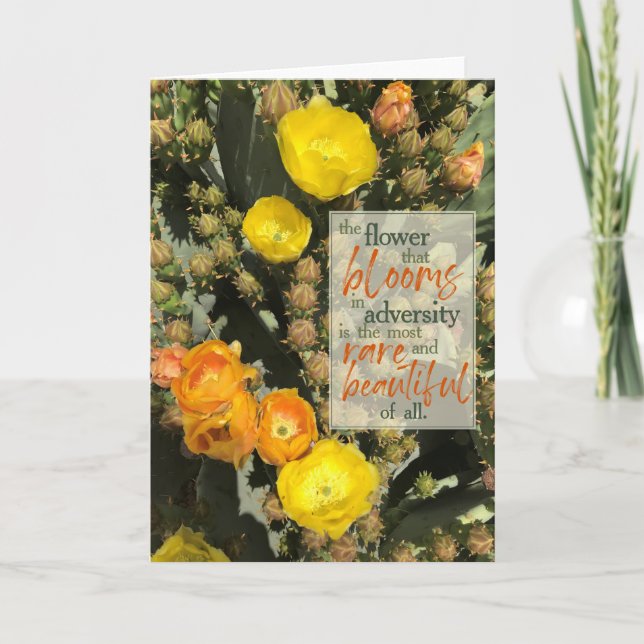 Cactus Flower | Encouragement Inspiration Quote Ca Card (Front)