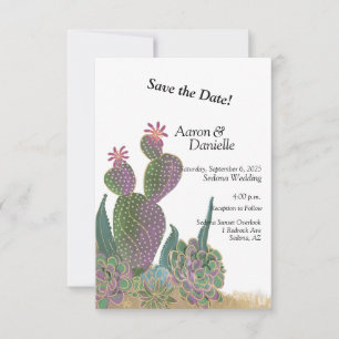 Cactus Flower Flat Save The Date Card