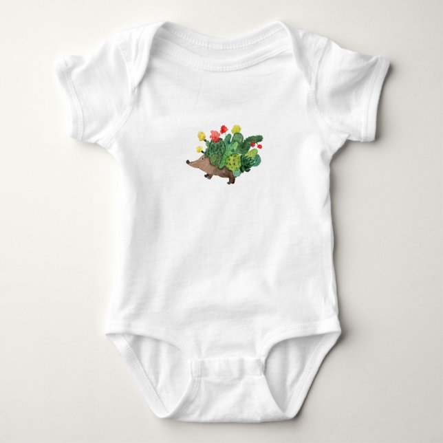 Cactus Flower hedgehog Baby Bodysuit (Front)