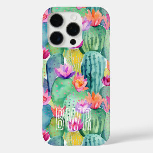Cactus Flower INITIALS Watercolor Art Desert iPhone 16 Pro Case