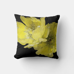 Cactus Flower MoJo Pillow, Yellow Cushion