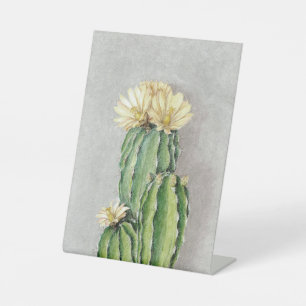 Cactus Flower Painting Pedestal Sign