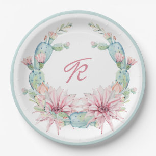 Cactus Flower Paper Plate