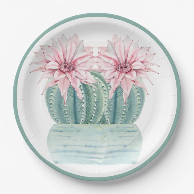 Cactus Flower Paper Plate (Front)