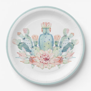 Cactus Flower Paper Plate