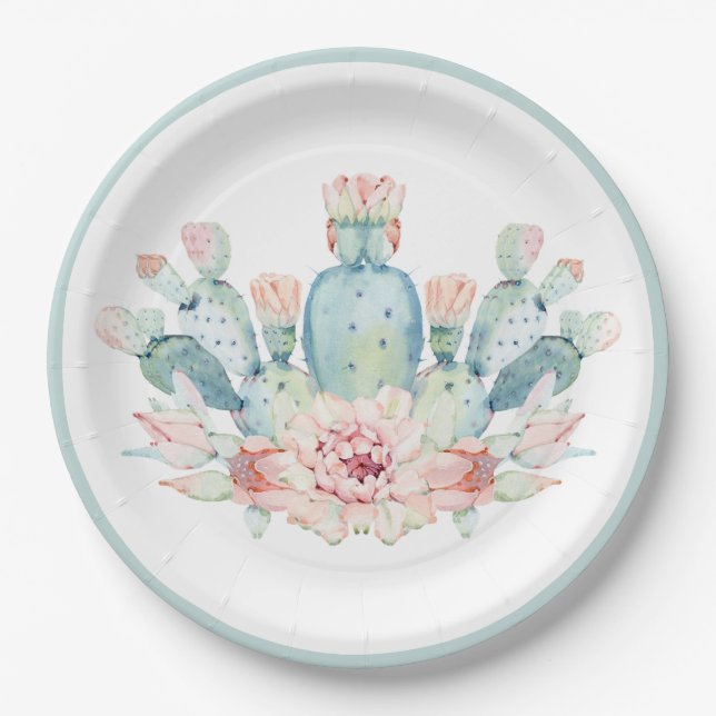  Cactus Flower Paper Plate (Front)