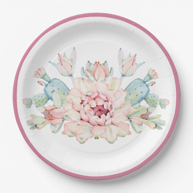  Cactus Flower Paper Plate (Front)