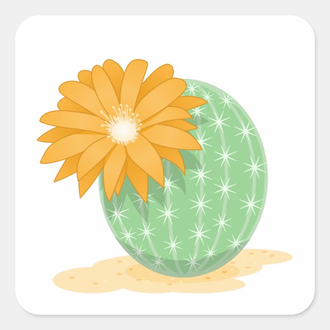 Cactus Flower Square Sticker (Front)