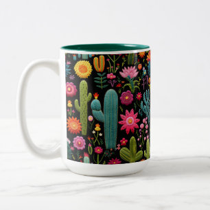 Cactus Flower Two-Tone Coffee Mug