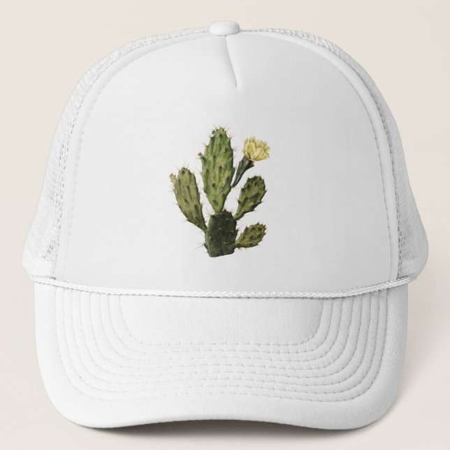 Cactus Flower Vintage Drawing Trucker Hat (Front)