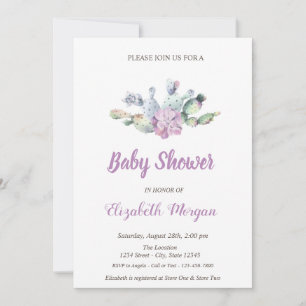 Cactus Flowers  Baby Shower  Invitation