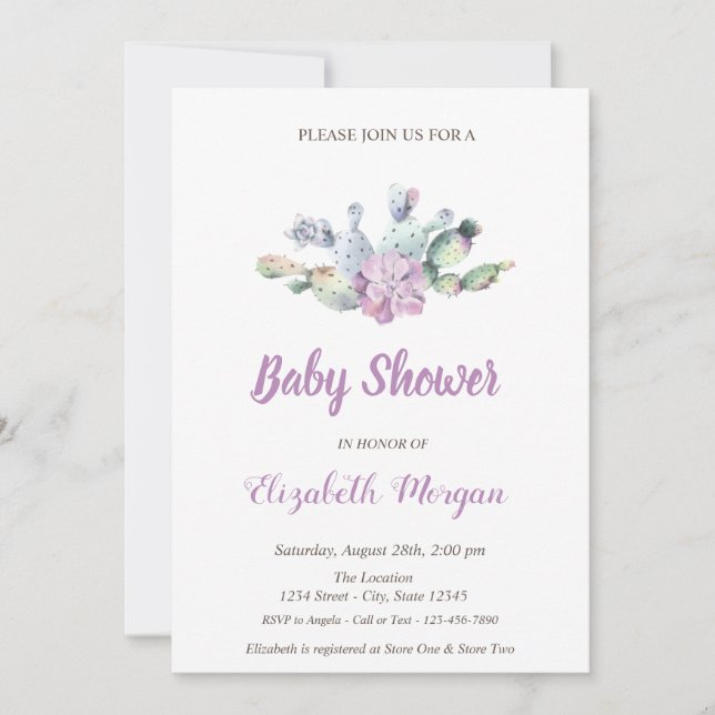 Cactus Flowers  Baby Shower  Invitation (Front)
