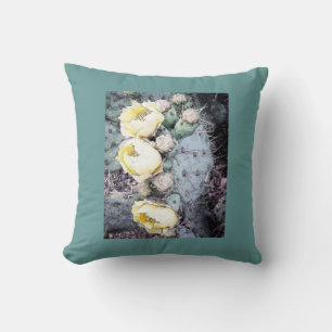 Cactus Flowers Digital Art Square Pillow