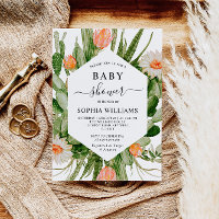Cactus Flowers Frame Baby Shower Invitation