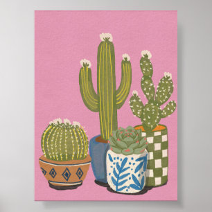 Cactus Flowers Pink Poster