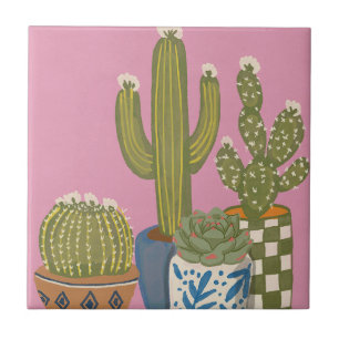 Cactus Flowers Pink Tile