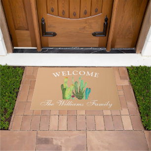 Cactus Flowers Watercolor boho Housewarming  Doormat
