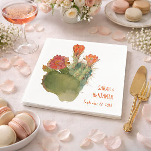 Cactus Flowers Wedding Botanical Watercolor Floral Napkin