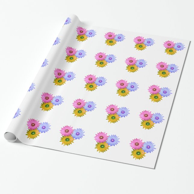 Cactus flowers wrapping paper (Unrolled)