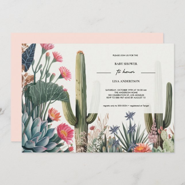 CACTUS FOLIAGE BABY SHOWER INVITATION (Front/Back)