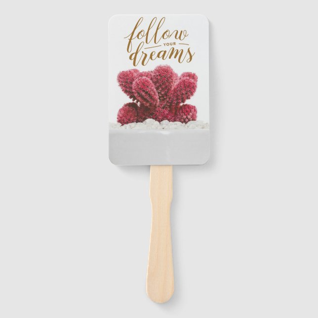 Cactus Follow Your Dreams Hand Fan (Front)