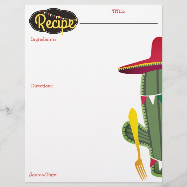 Cactus fork Mexican food recipe letterhead (Front)