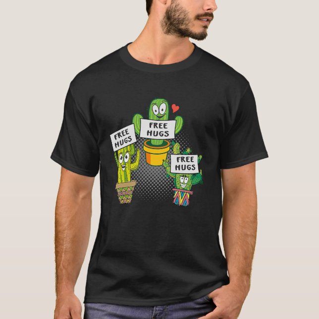 Cactus Free Hugs Cacti T-Shirt (Front)