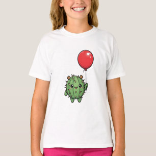 Cactus Friend with Red Balloon Kids T-Shirt