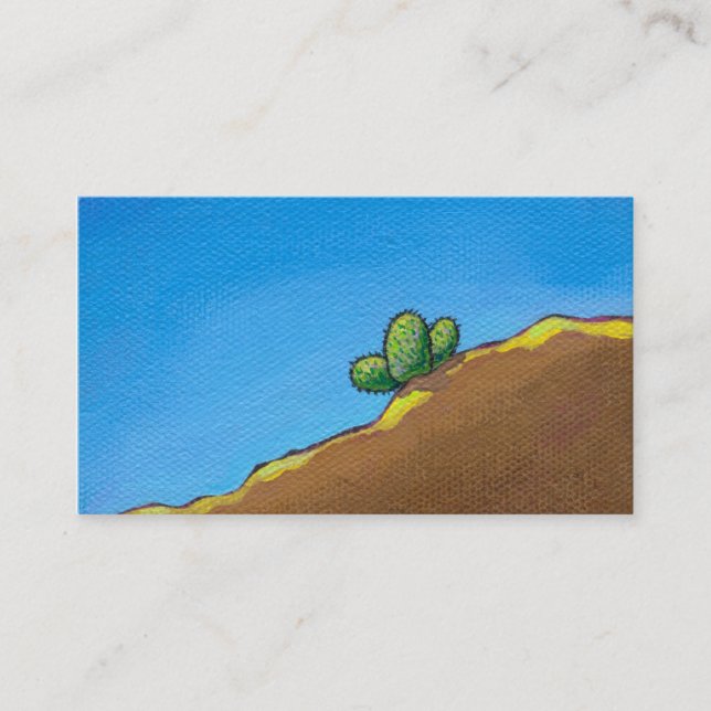 Cactus fun desert landscape art colourful painting business card (Front)