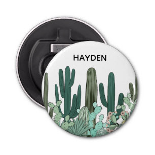 Cactus Garden Art Personalised Bottle Opener