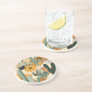 Cactus Garden Bohemian Round Sandstone Coaster