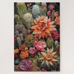Cactus Garden Embroidery Jigsaw Puzzle