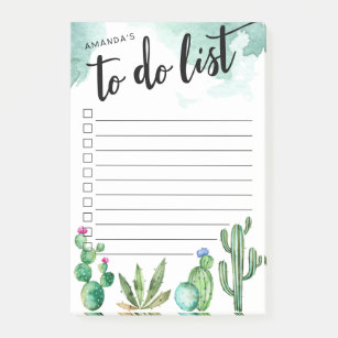 Cactus Garden Personalised Lined To-Do List Post-it Notes