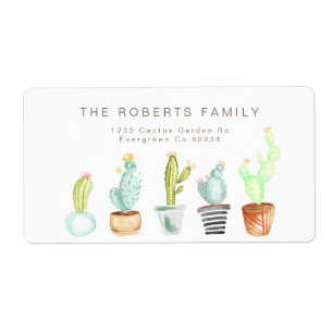 Cactus Garden Watercolor Address
