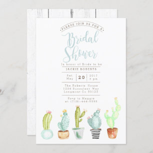 Cactus Garden   Watercolor Bridal Shower Invite