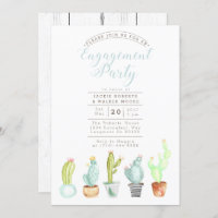 Cactus Garden | Watercolor Engagement Party Invite