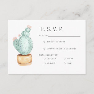 Cactus Garden   Watercolor RSVP Card