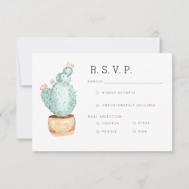 Cactus Garden | Watercolor RSVP Card (Front)