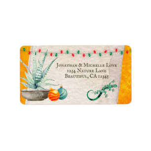 Cactus, Gecko and Holiday Christmas Decor Address Label