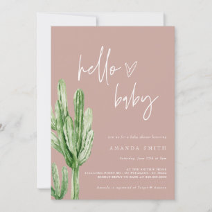 Cactus Gender Neutral Desert Hello Baby Shower Inv Invitation