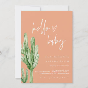 Cactus Gender Neutral Desert Hello Baby Shower Inv Invitation