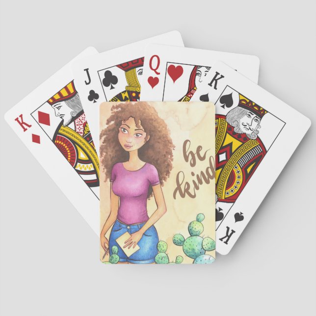 Cactus Girl Be Kind Playing Cards (Back)