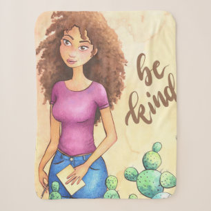 Cactus Girl Be Kind Sherpa Blanket