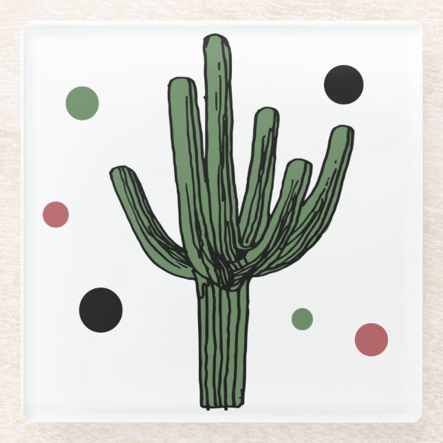 Cactus Glass Coaster (Front)