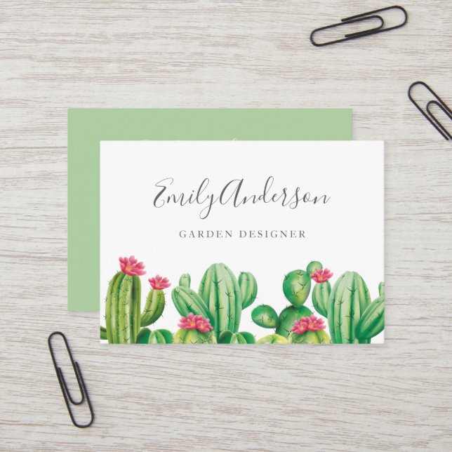 Cactus green Business card (Front/Back In Situ)