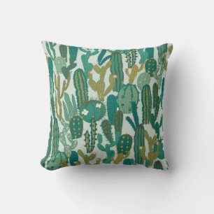 Cactus Green Repeated Vintage Texture Cushion